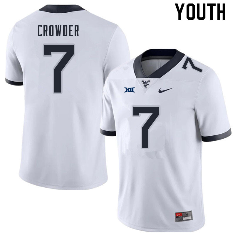 Youth #7 Will Crowder West Virginia Mountaineers College Football Jerseys Sale-White